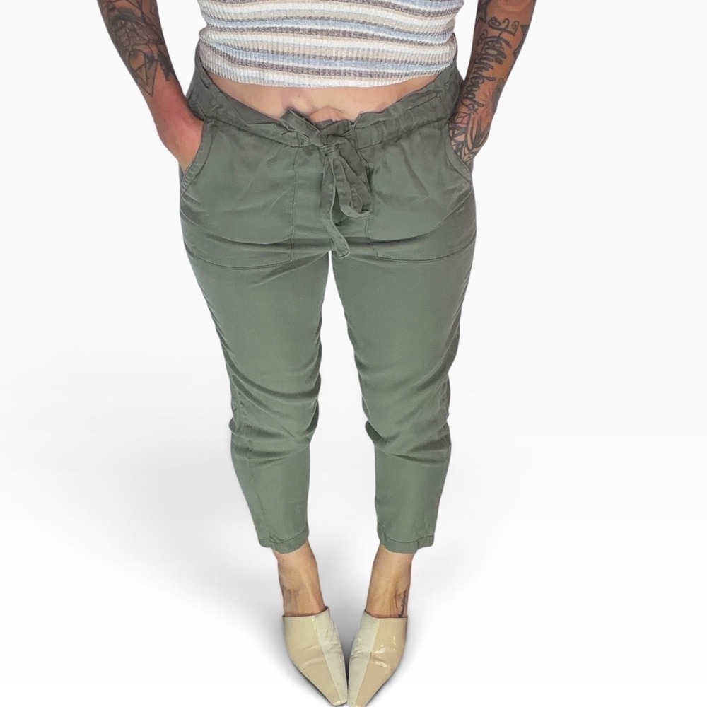 Design Lab Utility Joggers Paperbag Waist Olive Green Gorpcore Boho Lyocell 29